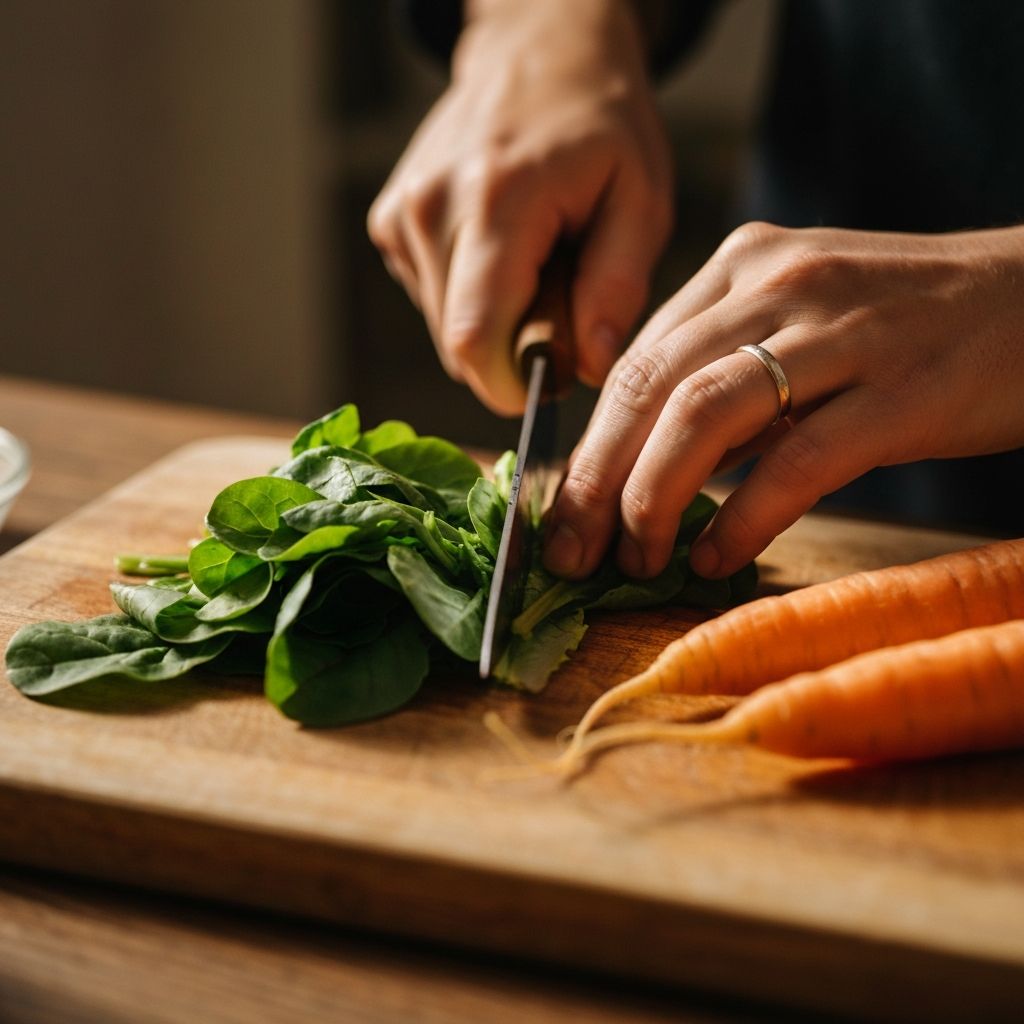 Hands preparing wholesome food